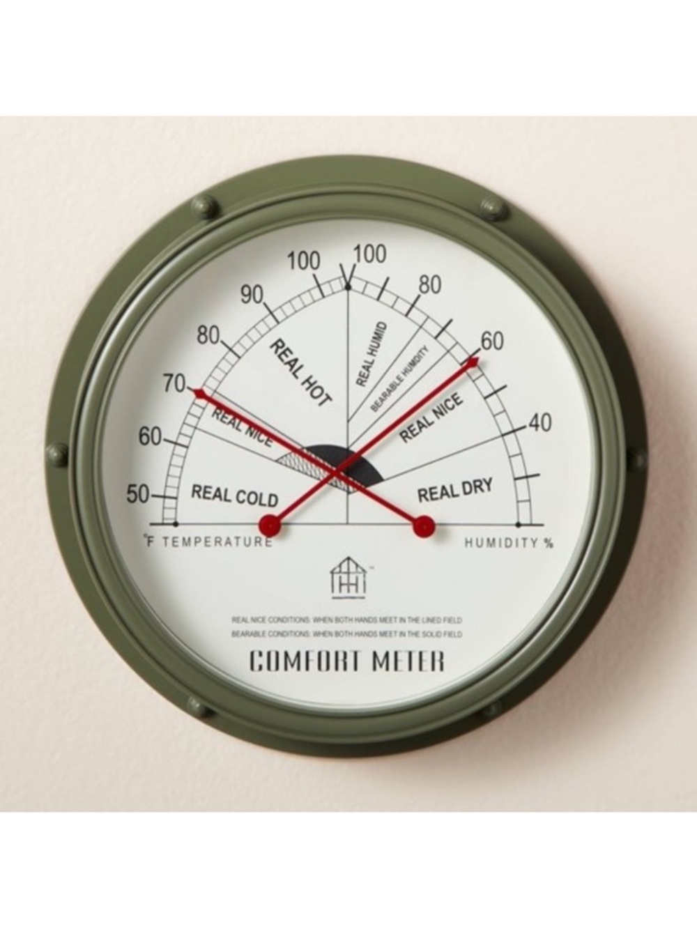 Hearth & Hand Magnolia Temperature & Humidity Comfort Meter for Wall Green